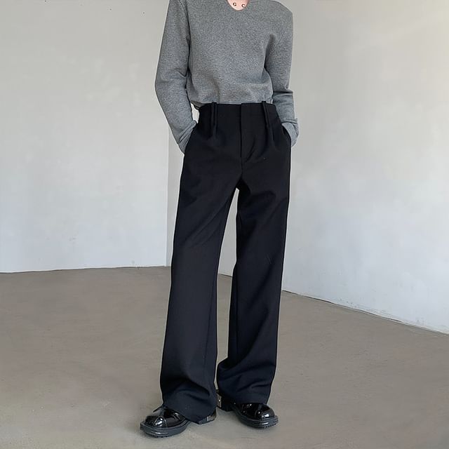 VEAZ-High Waist Plain Wide Leg Pants