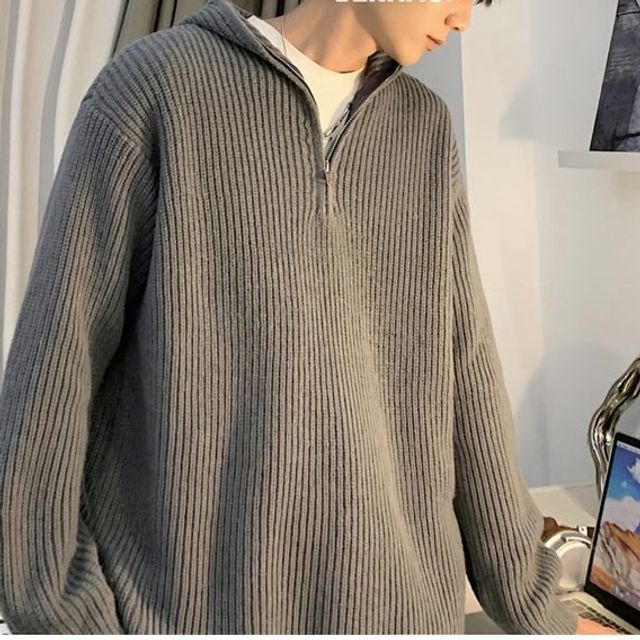 12,600円モリハルナ hood half zip knit