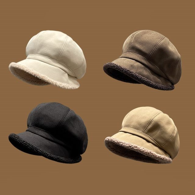 Hatrix-Faux Shearling Trim Beret