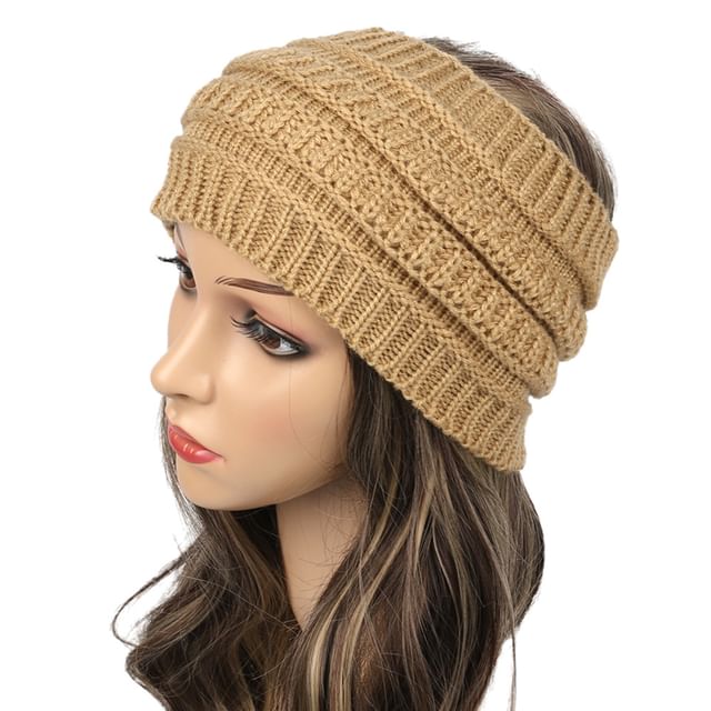 Kinoxslone-Plain Fleece-Lined Knit Headband
