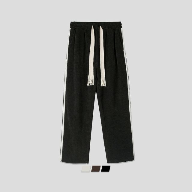 purplelouve-Drawstring Waist Wide Leg Sweatpants