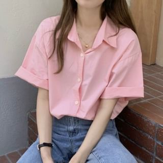 Sisyphi-Elbow-Sleeve Plain Shirt