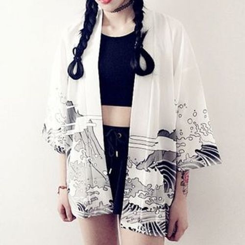 JIUHOJI - Printed Kimono Jacket | YesStyle