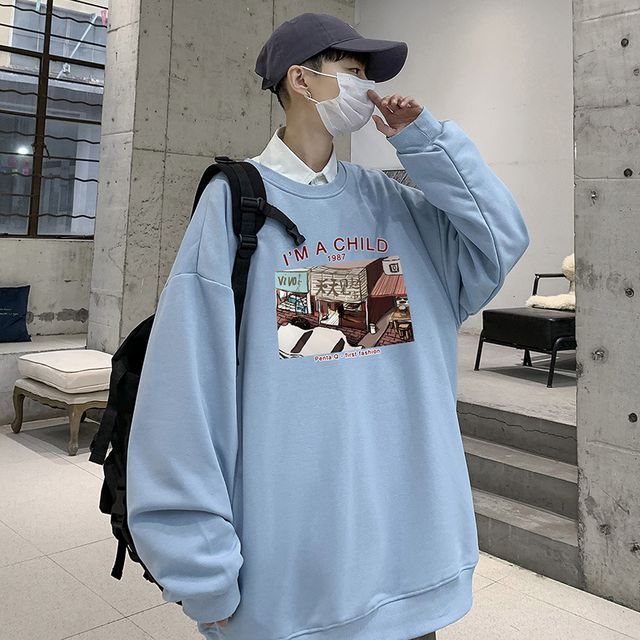 PILLARS Print Sweatshirt YesStyle