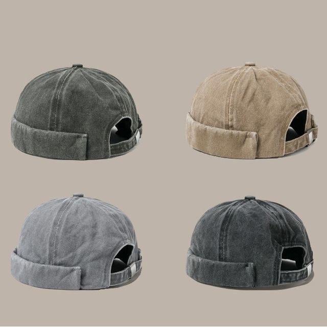 denim brimless cap