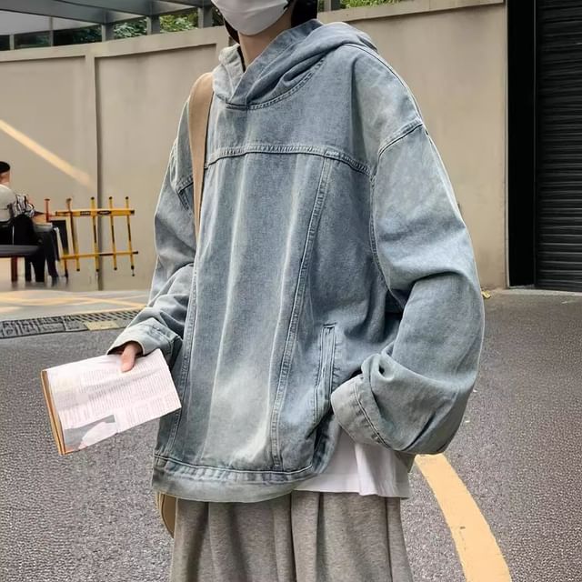 Phoneus-Washed Denim Hoodie