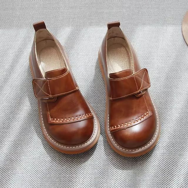 Freesia-Faux Leather Stitching Loafers