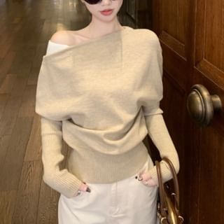 Beem-Off Shoulder Color Block Sweater