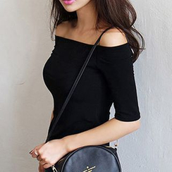 Hopsi - Elbow-Sleeve Boat Neck T-Shirt Hopsi - Elbow-Sleeve Boat Neck T-Shirt