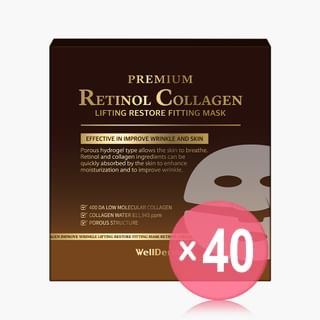 WellDerma - Premium Retinol Collagen Lifting Restore Fitting Mask Set (x40) (Bulk Box)