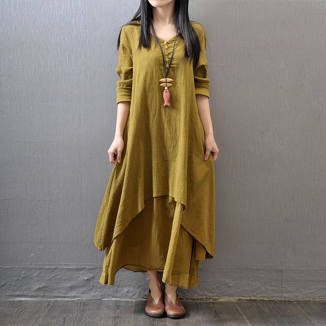INEN - Long-Sleeve Henley Plain Maxi Tunic Dress | YesStyle INEN - Long-Sleeve Henley Plain Maxi Tunic Dress | YesStyle