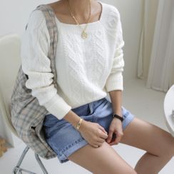 DANI LOVE - Square-Neck Cable-Knit Top DANI LOVE - Square-Neck Cable-Knit Top