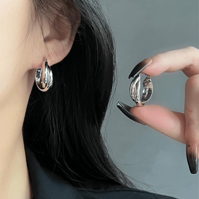 Baburu-Layered Alloy Hoop Earring