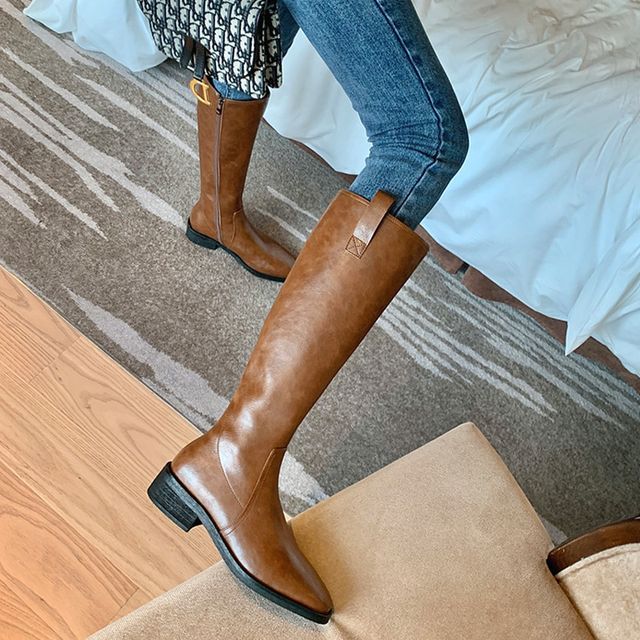 Cinnabelle-Block Heel Knee-High Boots