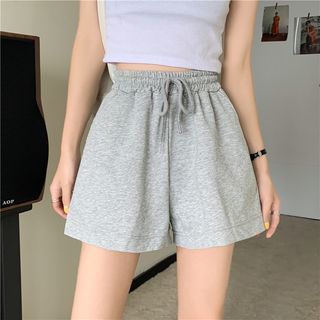 Yako High-Waist Drawstring Wide-Leg Sweat Shorts Sale