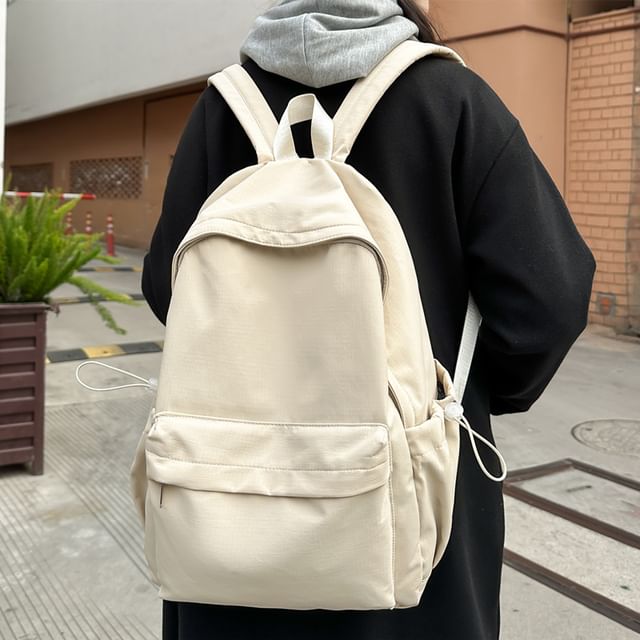 Melois-Plain Drawstring Nylon Backpack
