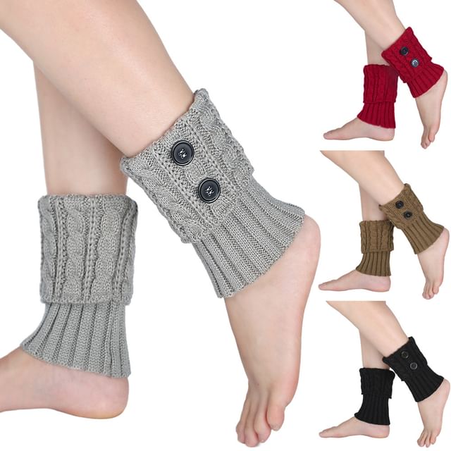 Kinoxslone-Plain Button Detail Knit Leg Warmer