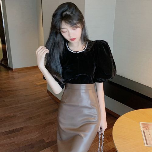 Velvet skirt cheap and blouse