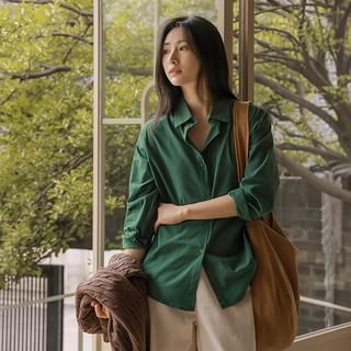 JUSTONE-Plain Color Shirt in 2 Lengths