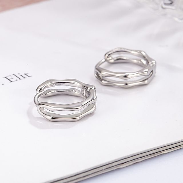 Forainer-Layered Alloy Huggie Earring