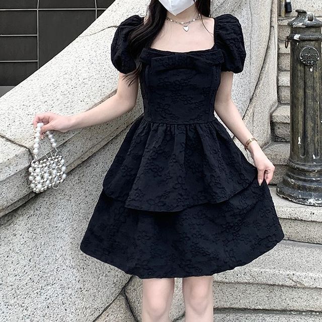 Flowerisque - Short-Sleeve Mini Corset Dress