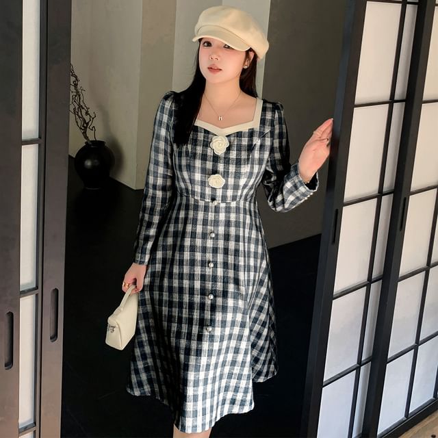 cotton eyelet midi dress The Georgia Navy Eyelet Midi Dress