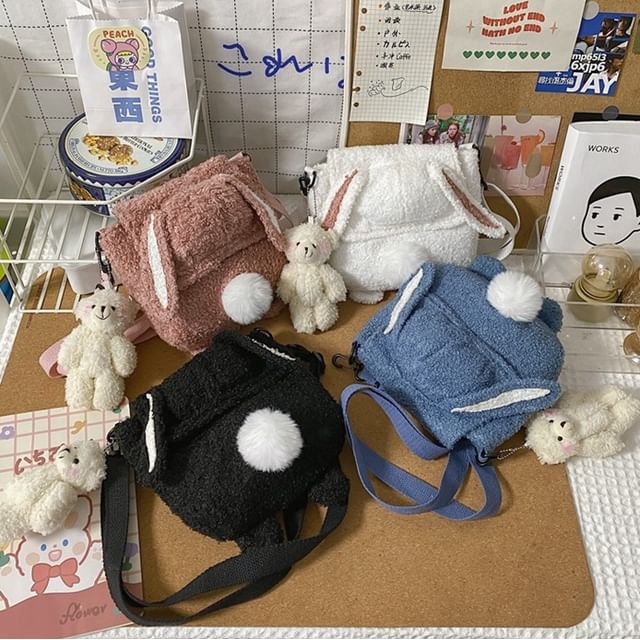 Felicity - Rabbit Ear Accent Fleece Crossbody Bag | YesStyle