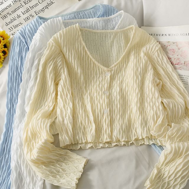 Sisyphi-V-Neck Button-Up Crop Light Jacket