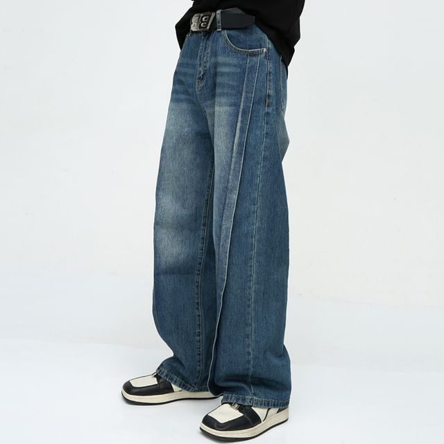 FAERIS-High Waist Washed Loose Fit Jeans