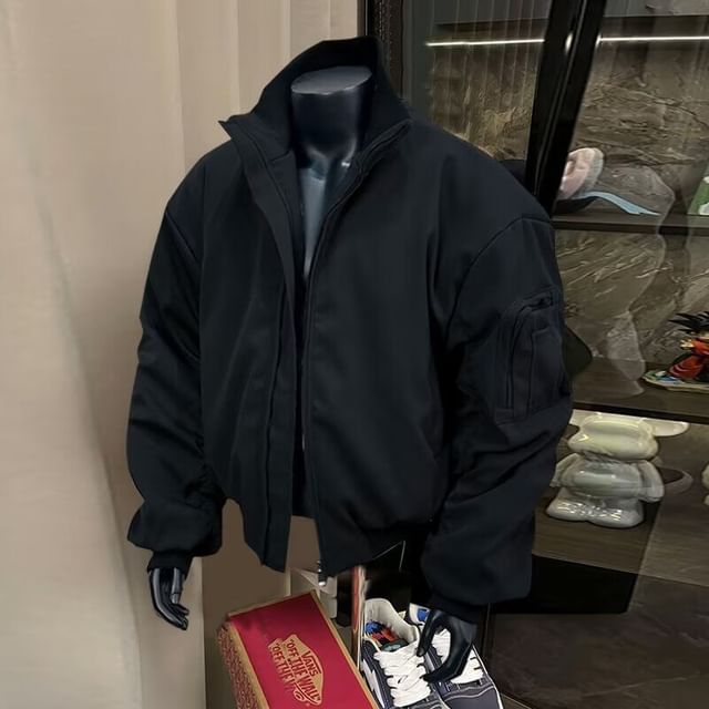 Kimeya-Plain Pocket Detail Zip Jacket