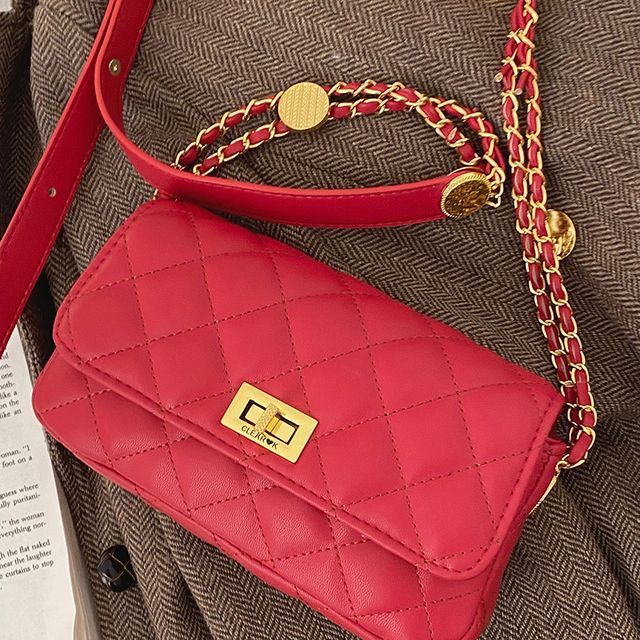 Fran San Flap Quilted Chain Strap Crossbody Bag YesStyle