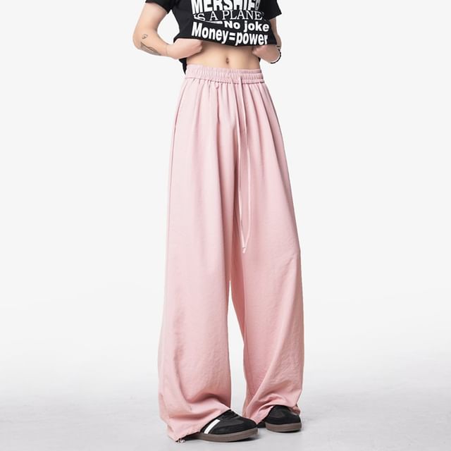 Keiko Girl-Drawstring Waist Plain Baggy Pants