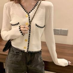 Magimomo - Contrast Stitching Cardigan Magimomo - Contrast Stitching Cardigan