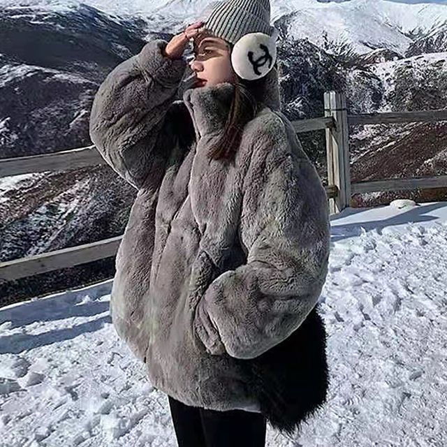 Inchioh-Faux Fur Zip Jacket