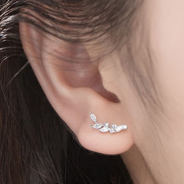 A-ROCH-925 Sterling Silver Rhinestone Climber Earring