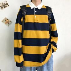 GRAYCIOUS - Striped Polo Sweatshirt