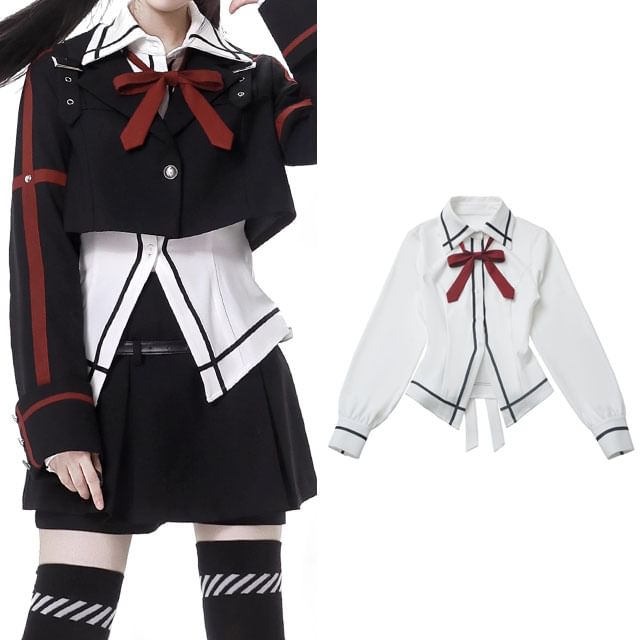 Florimi-Long-Sleeve Contrast Trim Shirt