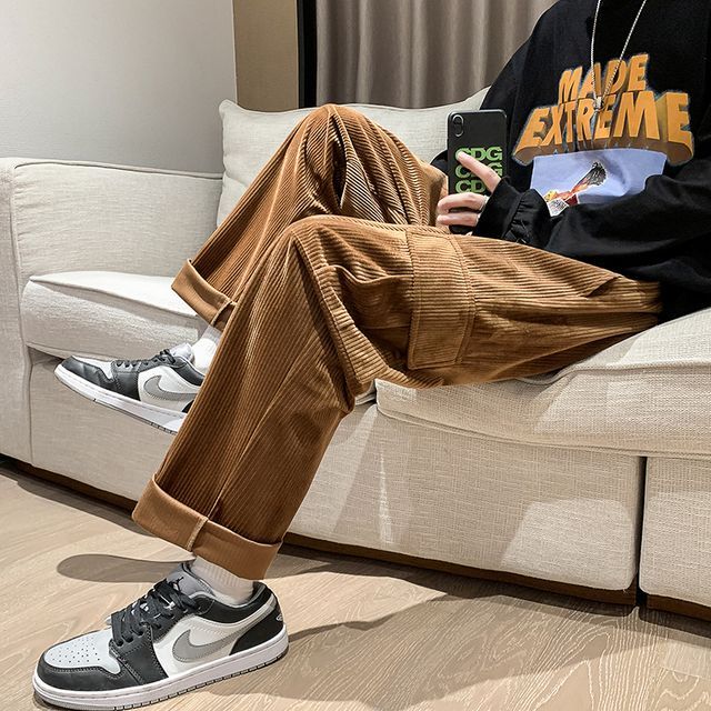 Corduroy Straight-Leg Cargo Pants 