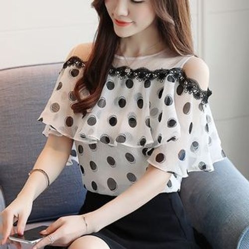 Chiffon cold shoulder store top