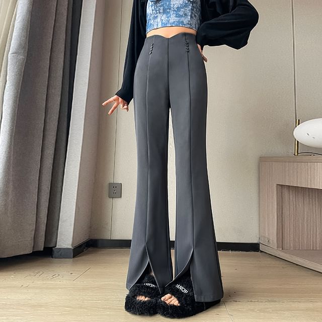 dressing down High Waist Stretch Bootcut Dress Pants Brown