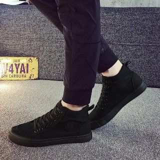 Solejoy-High-Top Paneled Lace-Up Sneakers
