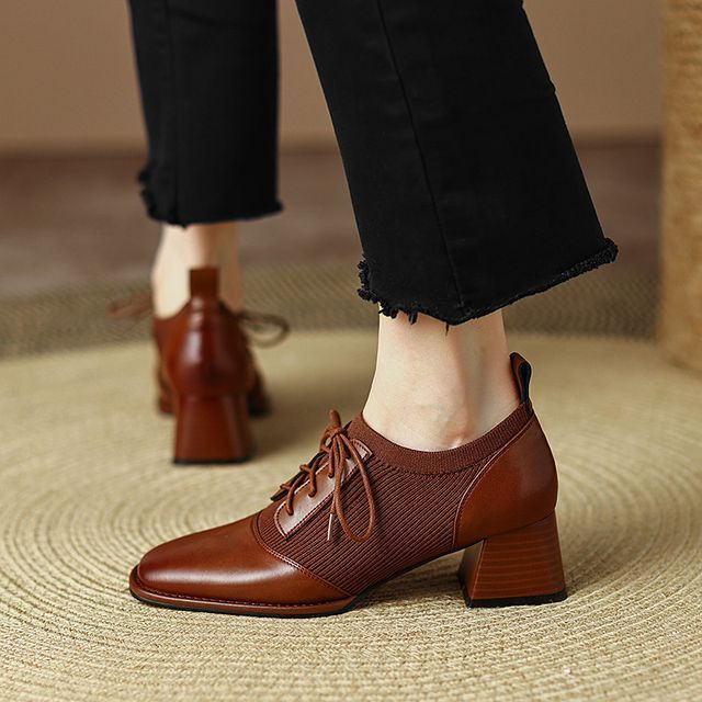 Cinnabelle-Lace-Up Chunky Heel Pumps