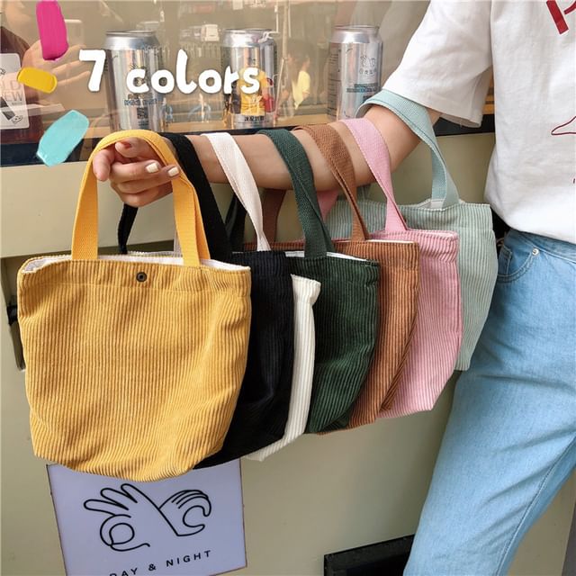 ZenlyHabit-Plain Corduroy Tote Bag
