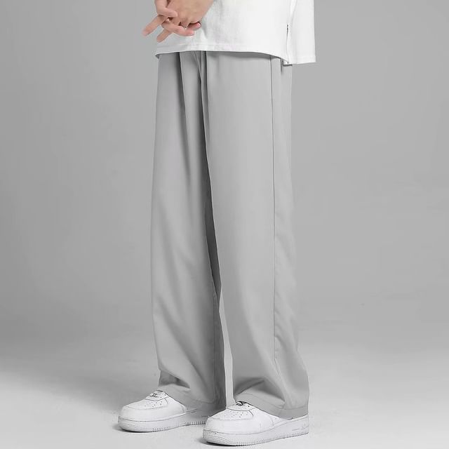 Macho-Mid Rise Plain Straight Leg Pants