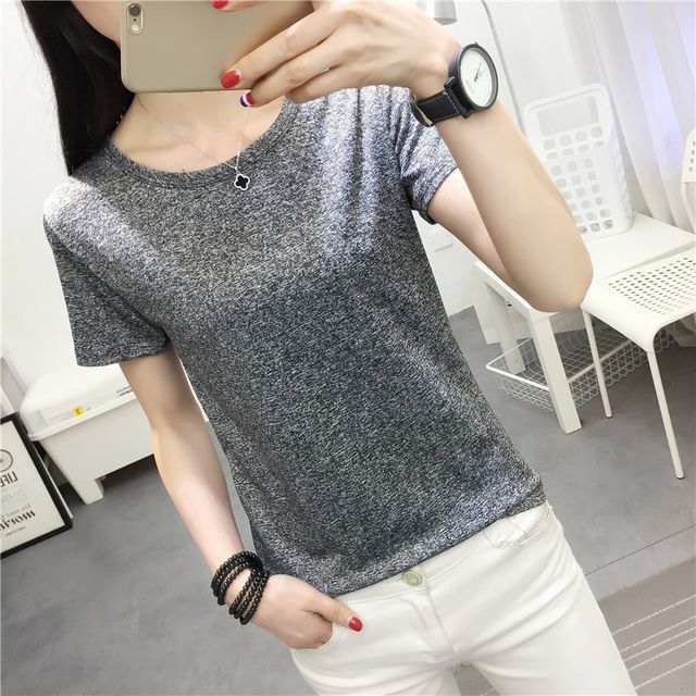 Everose-Short-Sleeve Melange T-Shirt