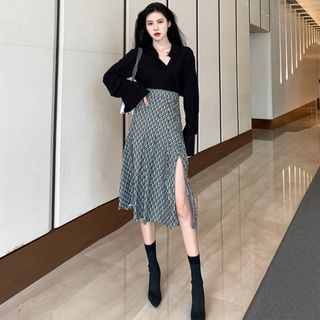 high waisted jeans with long sleeve shirt