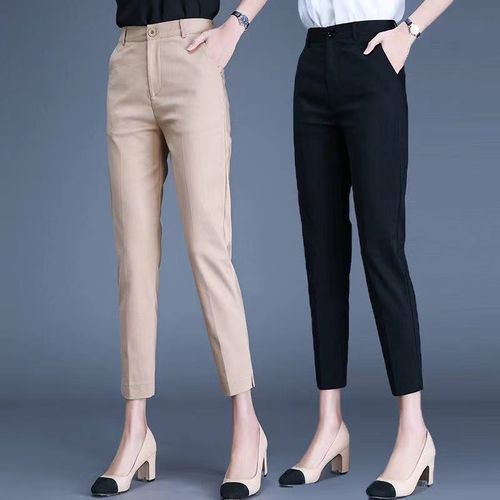 High-Waist Cropped Tapered Dress Pants