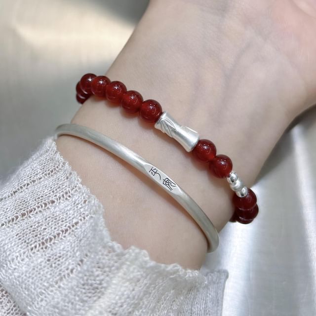Dashiro-925 Sterling Silver Beaded Bracelet