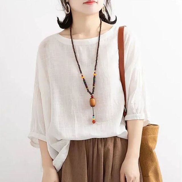 Everose-34-Sleeve Linen Top
