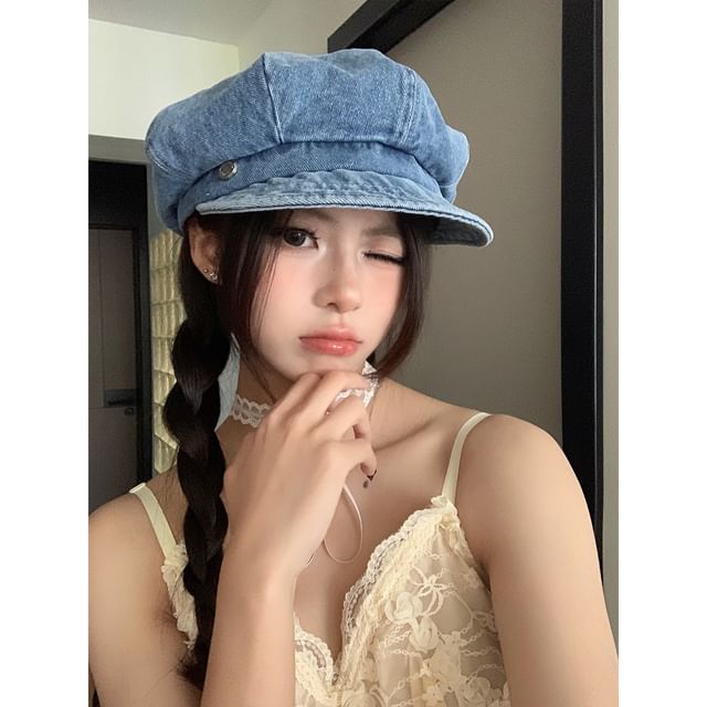 CIMAO-Denim Newsboy Cap
